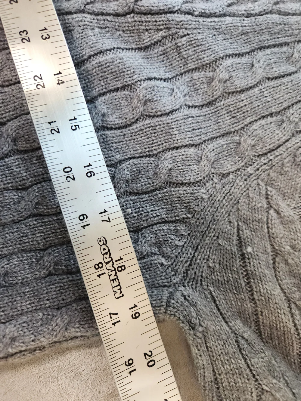 Josephine Chaus Gray Cable-Knit Shawl Collar Sweater
